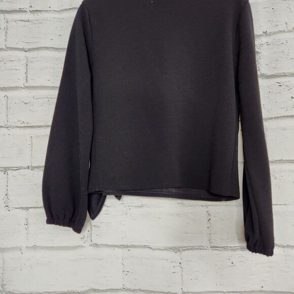 Madewell Texture and Thread Women's Black Long-Sleeved Open Tied Wrap Top Size S - Picture 6 of 12